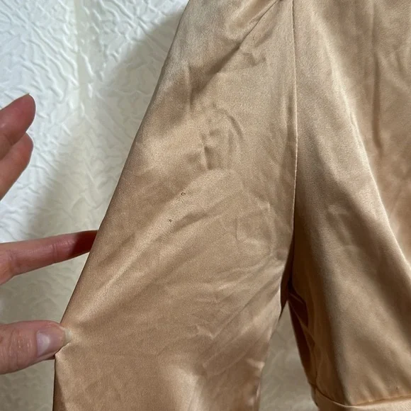 Badgley Mischka champagne satin blouse shirt top XS 2 Rent the runway repair - Picture 9 of 13